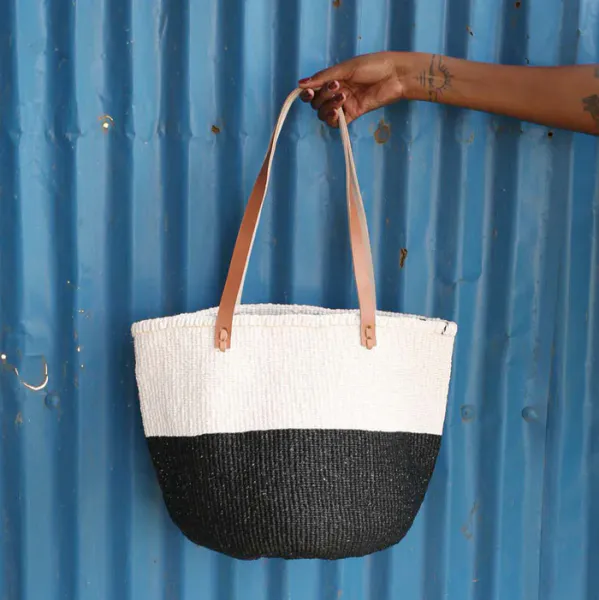 Kiondo Shopper Basket -Black and White Duo - Medium