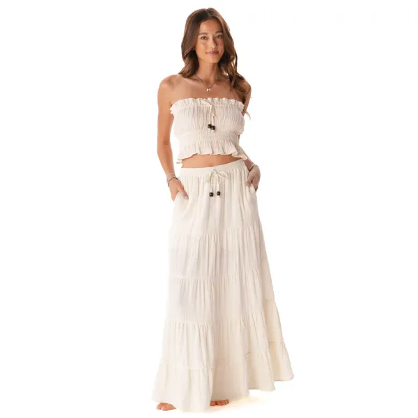"Shipwrecked" Maxi Skirt - Cream